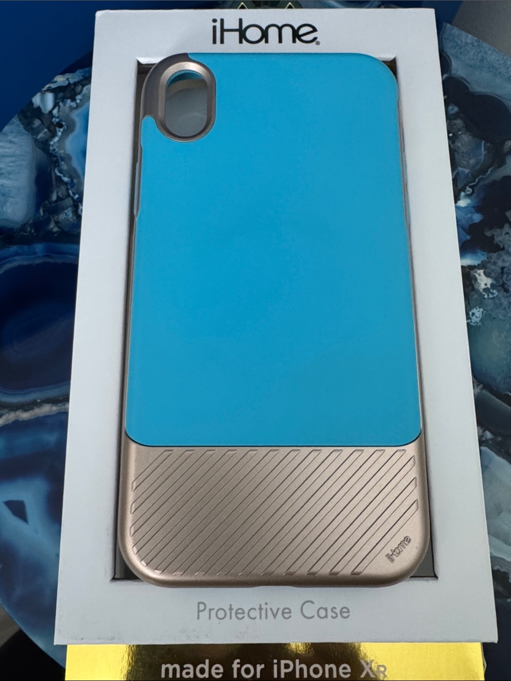 iHome Turquoise and Gold Protective Case for iPhone XR